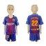 Barcelona #22 Aleix Vidal Home Kid Soccer Club Jersey