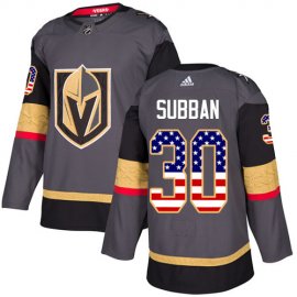 Adidas Vegas Golden Knights #30 Malcolm Subban Grey Home Authentic USA Flag Stitched NHL Jersey