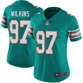 Nike Miami Dolphins #97 Christian Wilkins Aqua Green Alternate Womens Stitched NFL Vapor Untouchable Limited Jersey