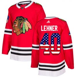 Adidas Chicago Blackhawks #40 Robin Lehner Red Home Authentic USA Flag Stitched NHL Jersey