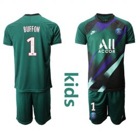 Paris Saint Germain #1 Buffon Green Goalkeeper Kid Soccer Club Jersey