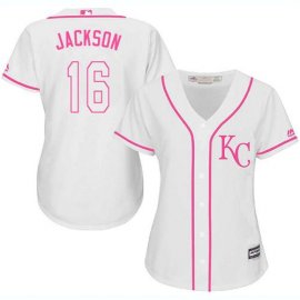 Kansas City Royals #16 Bo Jackson White/Pink Fashion Womens Stitched MLB Jersey