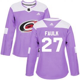 Adidas Carolina Hurricanes #27 Justin Faulk Purple Authentic Fights Cancer Womens Stitched NHL Jersey