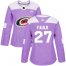 Adidas Carolina Hurricanes #27 Justin Faulk Purple Authentic Fights Cancer Womens Stitched NHL Jersey