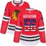 Adidas Chicago Blackhawks #56 Erik Gustafsson Red Home Authentic USA Flag Womens Stitched NHL Jersey