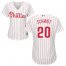Philadelphia Phillies #20 Mike Schmidt White(Red Strip) Home Womens Stitched MLB Jersey