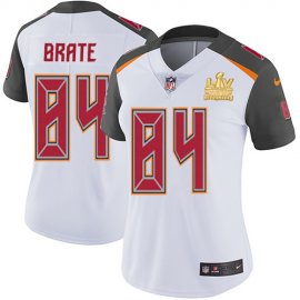 Nike Tampa Bay Buccaneers #84 Cameron Brate White Womens Super Bowl LV Champions Patch Stitched NFL Vapor Untouchable Limited Jersey
