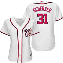 Washington Nationals #31 Max Scherzer White Home Womens Stitched MLB Jersey