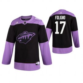 Adidas Minnesota Wild #17 Marcus Foligno Mens Black Hockey Fights Cancer Practice NHL Jersey