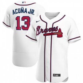 Atlanta Braves #13 Ronald Acuna Jr. Mens Nike White Home 2020 Authentic Player MLB Jersey