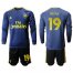Arsenal #19 Pepe Blue Long Sleeves Soccer Club Jersey