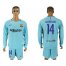 Barcelona #14 Mascherano Away Long Sleeves Soccer Club Jersey