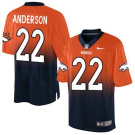 Nike Denver Broncos #22 C.J. Anderson Orange/Navy Blue Mens Stitched NFL Elite Fadeaway Fashion Jersey