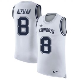 Nike Dallas Cowboys #8 Troy Aikman White Mens Stitched NFL Limited Rush Tank Top Jersey