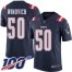 Nike New England Patriots #50 Chase Winovich Navy Blue Mens Stitched NFL Limited Rush 100th Season Jersey