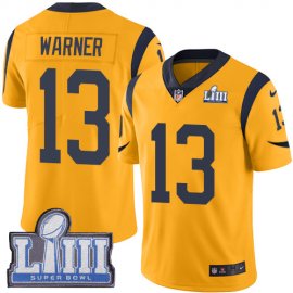 Nike Los Angeles Rams #13 Kurt Warner Gold Super Bowl LIII Bound Mens Stitched NFL Limited Rush Jersey