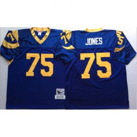 Mitchell And Ness Los Angeles Rams #75 Deacon Jones Blue Throwback Stitched NFL Jersey