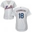 New York Mets #18 Darryl Strawberry White(Blue Strip) Home Womens Stitched MLB Jersey