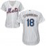 New York Mets #18 Darryl Strawberry White(Blue Strip) Home Womens Stitched MLB Jersey