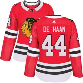 Adidas Chicago Blackhawks #44 Calvin De Haan Red Home Authentic Womens Stitched NHL Jersey
