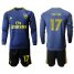 Arsenal #17 Iwobi Blue Long Sleeves Soccer Club Jersey