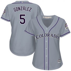Colorado Rockies #5 Carlos Gonzalez Grey Road Womens Stitched MLB Jersey