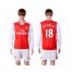 Arsenal #18 Monreal Red Home Long Sleeves Soccer Club Jersey