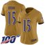 Nike Baltimore Ravens #15 Marquise Brown Gold Womens Stitched NFL Limited Inverted Legend 100th Season Jersey