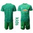 Manchester United Blank Green Goalkeeper Kid Soccer Club Jersey