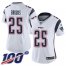 Nike New England Patriots #25 Terrence Brooks White Womens Stitched NFL 100th Season Vapor Limited Jersey
