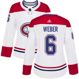 Adidas Montreal Canadiens #6 Shea Weber White Road Authentic Womens Stitched NHL Jersey