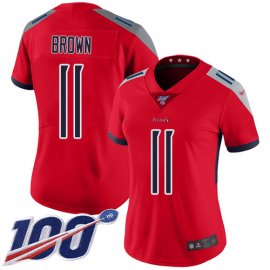 Nike Tennessee Titans #11 A.J. Brown Red Womens Stitched NFL Limited Inverted Legend 100th Season Jersey