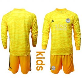 Leicester City Blank Yellow Goalkeeper Long Sleeves Kid Soccer Club Jersey
