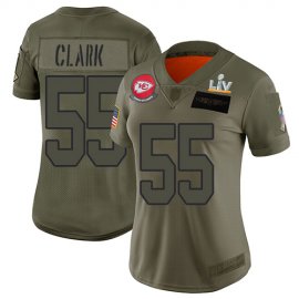 Nike Kansas City Chiefs #55 Frank Clark Camo Womens Super Bowl LV Bound Stitched NFL Limited 2019 Salute To Service Jersey