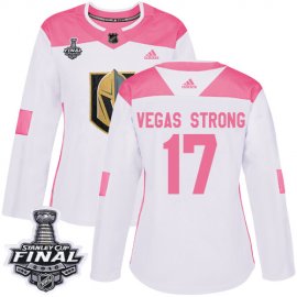 Adidas Vegas Golden Knights #17 Vegas Strong White/Pink Authentic Fashion 2018 Stanley Cup Final Womens Stitched NHL Jersey