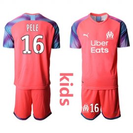 Marseille #16 Pele Pink Goalkeeper Kid Soccer Club Jersey