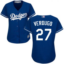 Los Angeles Dodgers #27 Alex Verdugo Blue Alternate Womens Stitched MLB Jersey