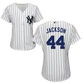 New York Yankees #44 Reggie Jackson White Strip Home Womens Stitched MLB Jersey