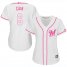 Milwaukee Brewers #6 Lorenzo Cain White/Pink Fashion Womens Stitched MLB Jersey