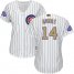 Chicago Cubs #14 Ernie Banks White(Blue Strip) 2017 Gold Program Cool Base Womens Stitched MLB Jersey