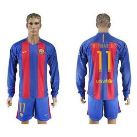 Barcelona #11 Neymar Jr Home Long Sleeves Soccer Club Jersey