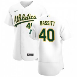 Oakland Athletics #40 Chris Bassitt Mens Nike White Home 2020 Authentic Player MLB Jersey