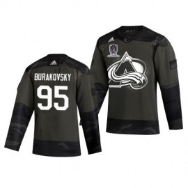 Colorado Colorado Avalanche #95 Andre Burakovsky Adidas 2022 Stanley Cup Champions Veterans Day Mens Authentic Practice NHL Jersey Camo Mens