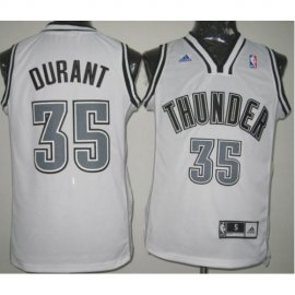 Oklahoma City Thunder #35 Kevin Durant White Revolution 30 Swingman Jersey Silver Number Cheap