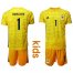 Argentina #1 Caballero Yellow Goalkeeper Kid Soccer Country Jersey