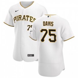 Pittsburgh Pirates #75 Austin Davis Mens Nike White Home 2020 Authentic Player MLB Jersey