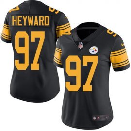 Nike Pittsburgh Steelers #97 Cameron Heyward Black Womens Stitched NFL Limited Rush Jersey