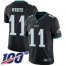 Nike Philadelphia Eagles #11 Carson Wentz Black Alternate Mens Stitched NFL 100th Season Vapor Limited Jersey
