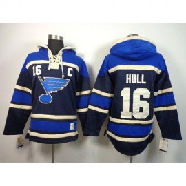 St. Louis Blues #16 Brett Hull Navy Blue Sawyer Hooded Sweatshirt Stitched NHL Jersey