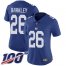 Nike New York Giants #26 Saquon Barkley Royal Blue Team Color Womens Stitched NFL 100th Season Vapor Limited Jersey